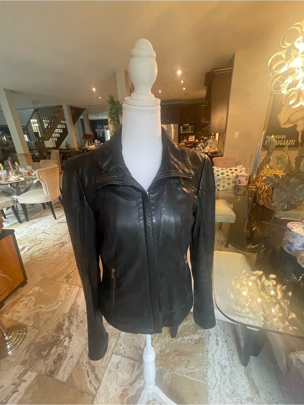 Ted Baker Black Leather Zip Jacket for Women